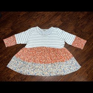 Haptics size L floral tiered blouse